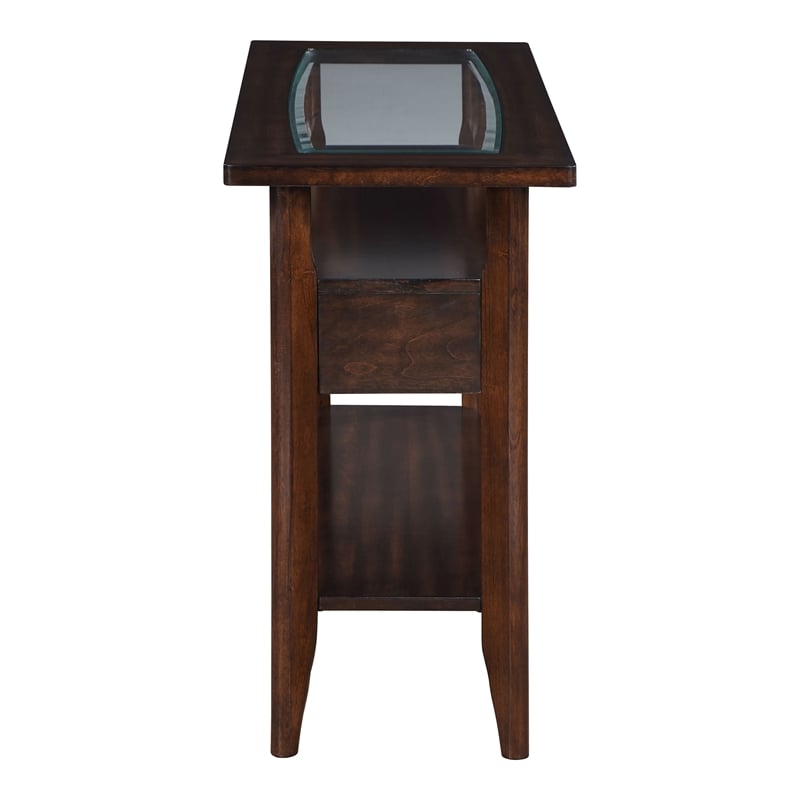 Bowery Hill Contemporary Wood 1-Drawer Sofa Table in Dark Walnut