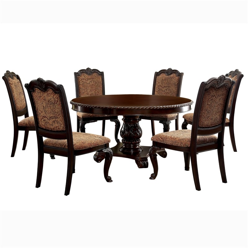 Bowery Hill Modern Wood 7-Piece Dining Table Set in Brown Cherry