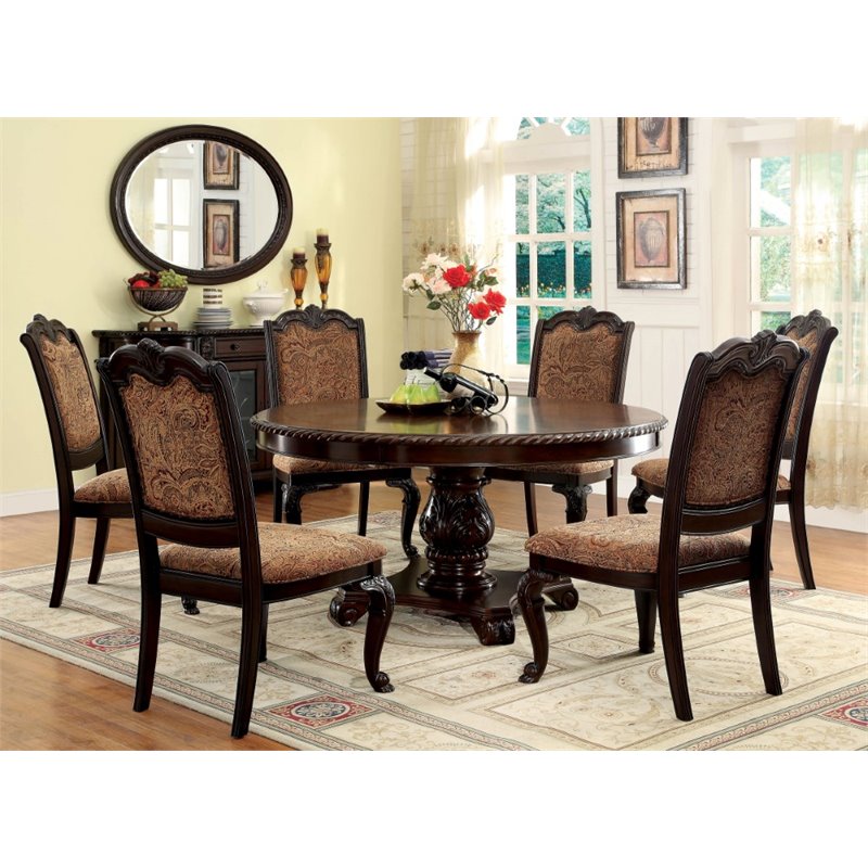 Bowery Hill Modern Wood 7-Piece Dining Table Set in Brown Cherry
