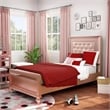 Bowery Hill Modern Solid Wood Tufted Twin Panel Bed in Rose Gold