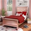 Bowery Hill Modern Solid Wood Tufted Twin Panel Bed in Rose Gold