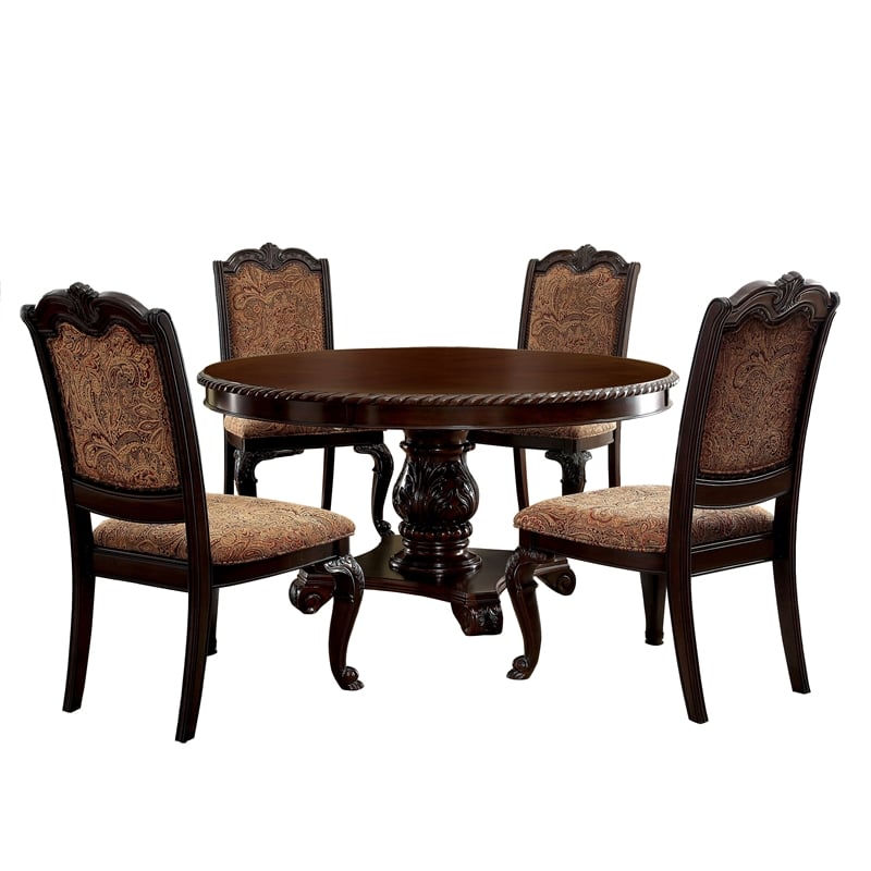Bowery Hill Modern Wood 5-Piece Dining Table Set in Brown Cherry