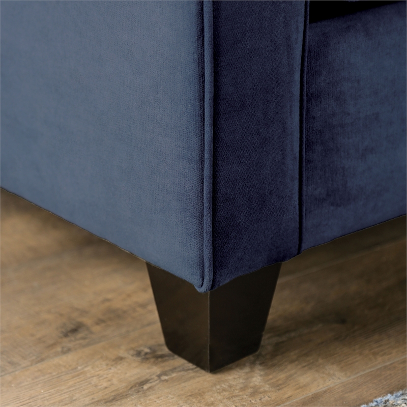 Bowery Hill Modern Fabric Upholstered Track Arm Loveseat in Navy