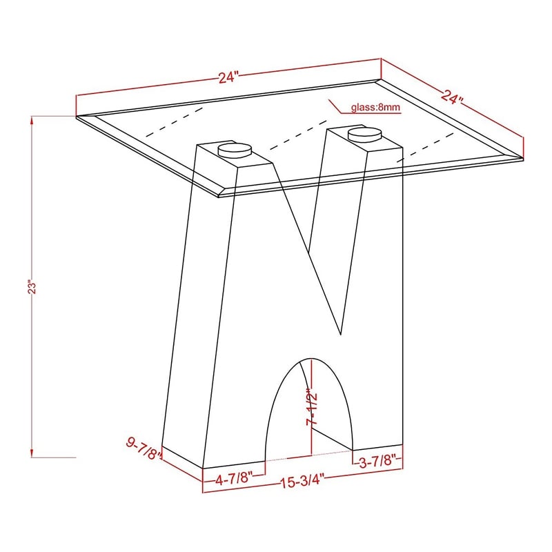 Bowery Hill Modern Metal and Glass Top Square End Table in Black