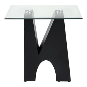 Bowery Hill Modern Metal and Glass Top Square End Table in Black