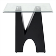 Bowery Hill Modern Metal and Glass Top Square End Table in Black