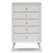 Bowery Hill Modern Wood 5-Drawer Chest with Angled Legs in White