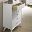 Bowery Hill Modern Wood 5-Drawer Chest with Angled Legs in White