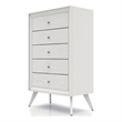 Bowery Hill Modern Wood 5-Drawer Chest with Angled Legs in White