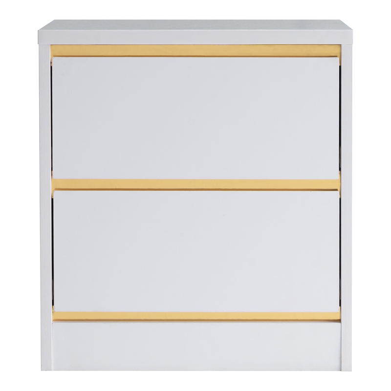 Bowery Hill Contemporary Wood 2-Drawer Nightstand in White Finish