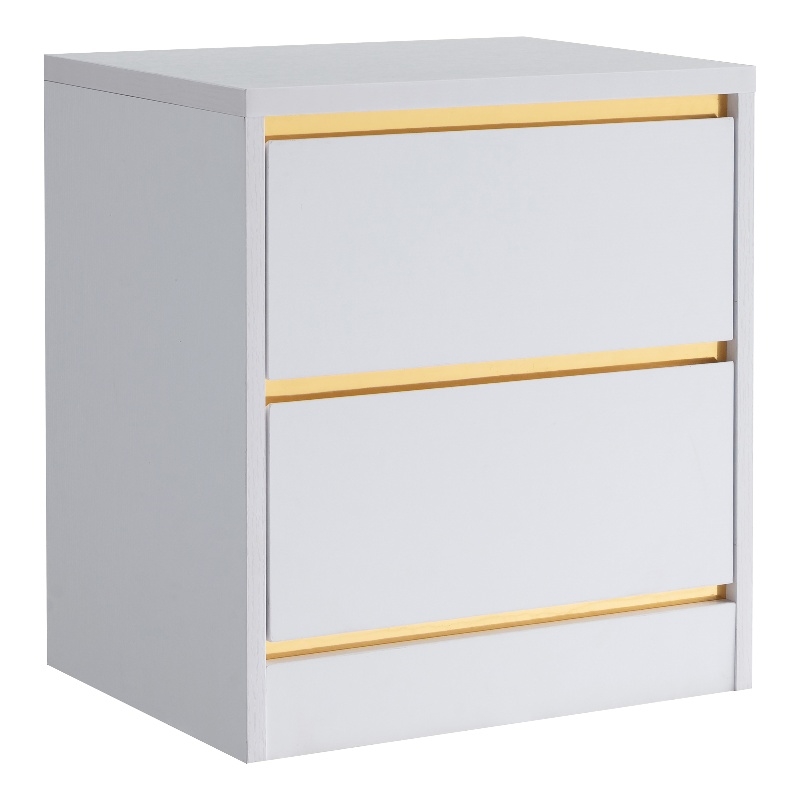 Bowery Hill Contemporary Wood 2-Drawer Nightstand in White Finish