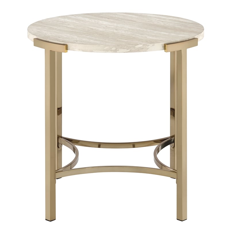 Bowery Hill Contemporary Metal End Table in Gold Champagne Finish