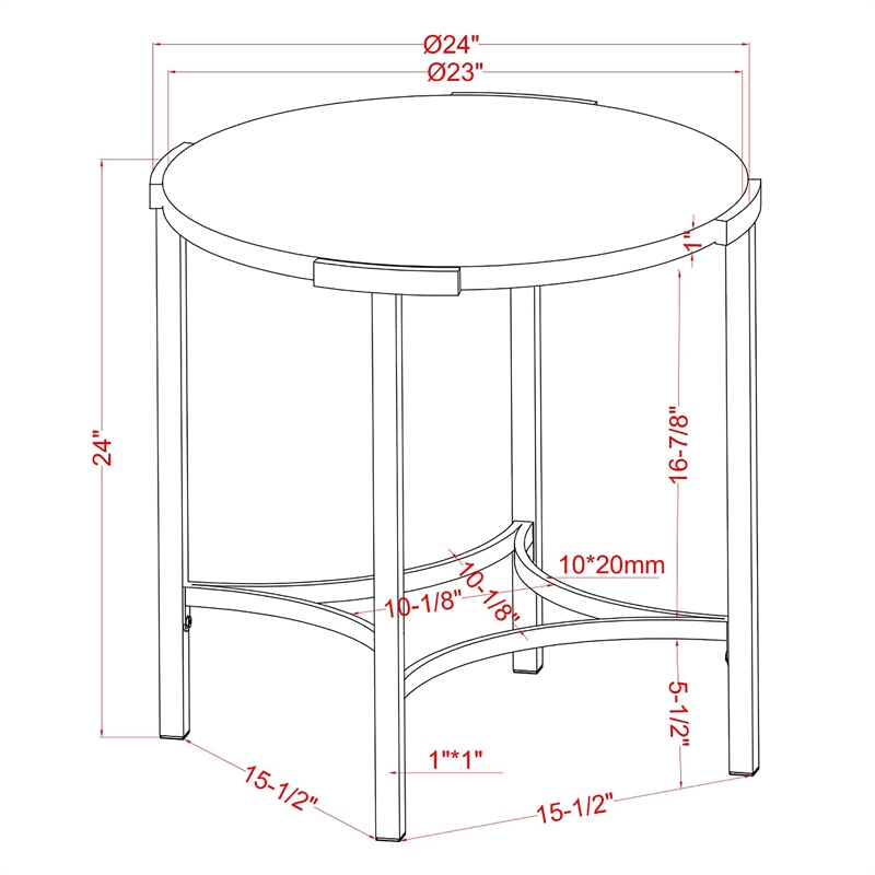 Bowery Hill Contemporary Metal End Table in Gold Champagne Finish