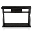Bowery Hill Farmhouse Wood 1-Drawer Console Table in Black Finish
