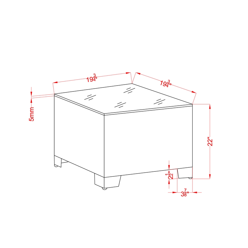 Bowery Hill Contemporary Rattan Glass Top Patio End Table in Gray