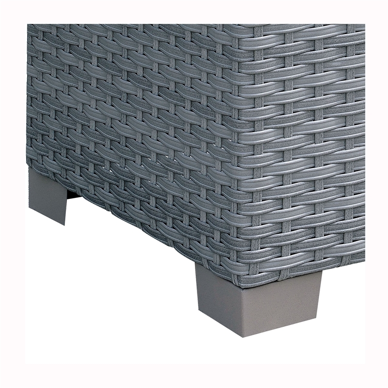 Bowery Hill Contemporary Rattan Glass Top Patio End Table in Gray