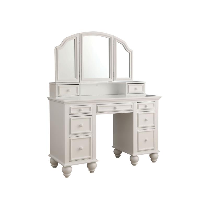 Bowery Hill Contemporary Wood 3-Piece Bedroom Vanity Set in White