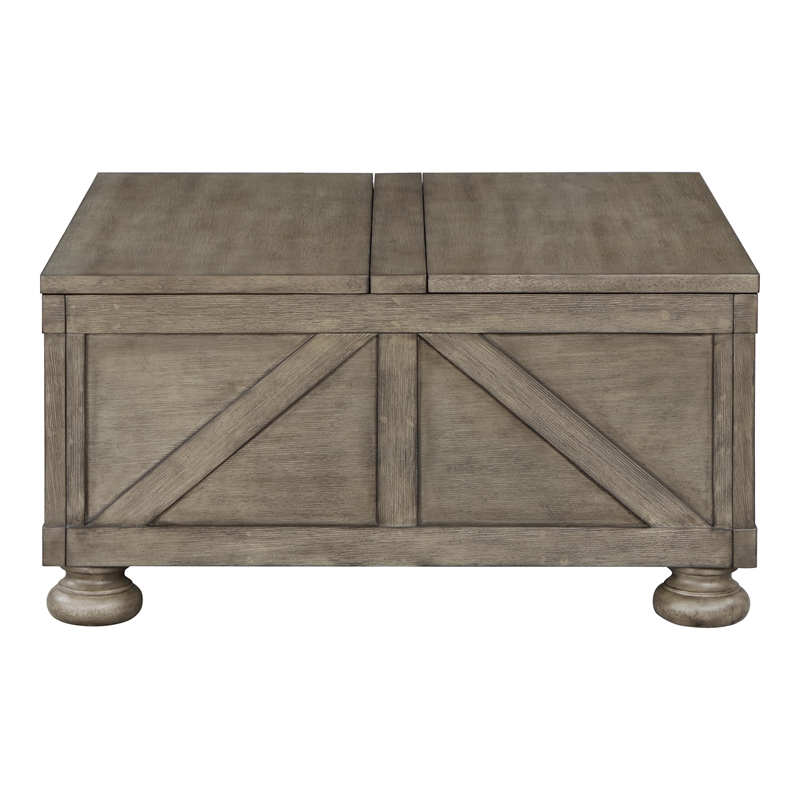 Bowery Hill Contemporary Wood Hidden Storage Coffee Table in Gray