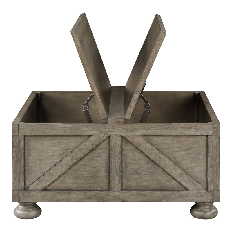 Bowery Hill Contemporary Wood Hidden Storage Coffee Table in Gray