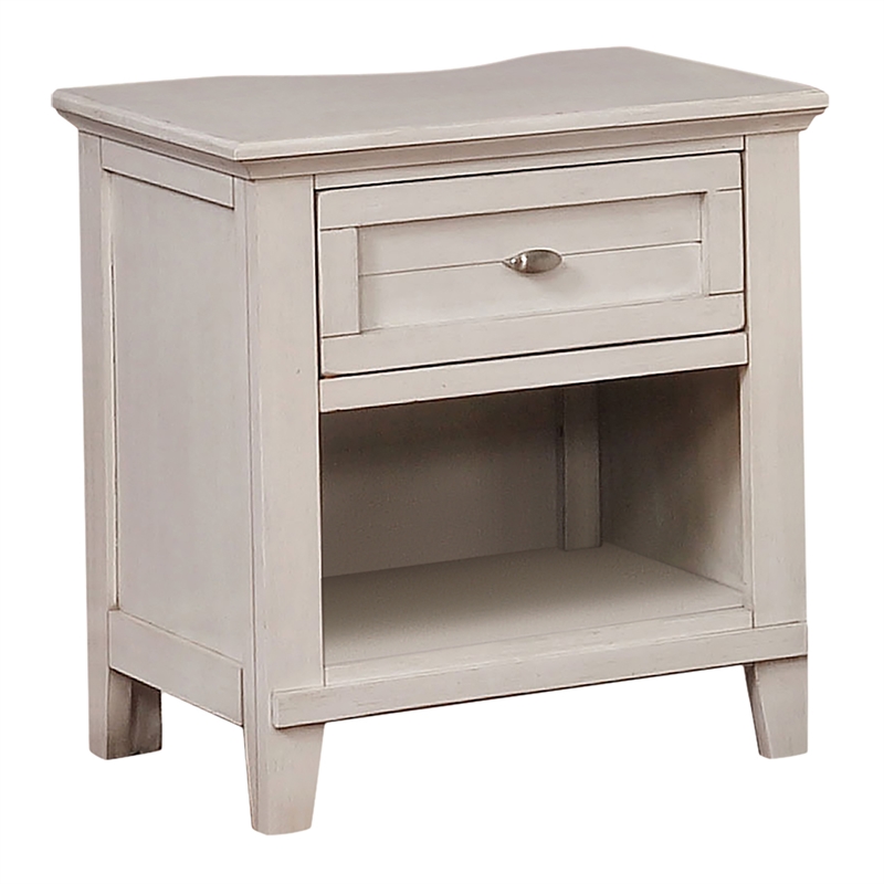 Bowery Hill Modern Wood 1-Drawer Kids Nightstand in Antique White
