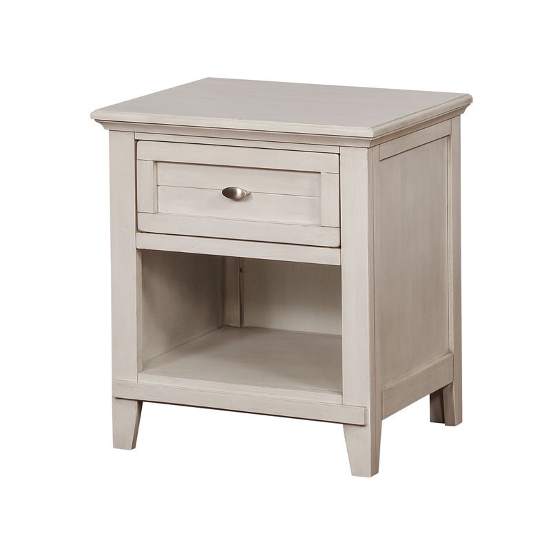 Bowery Hill Modern Wood 1-Drawer Kids Nightstand in Antique White