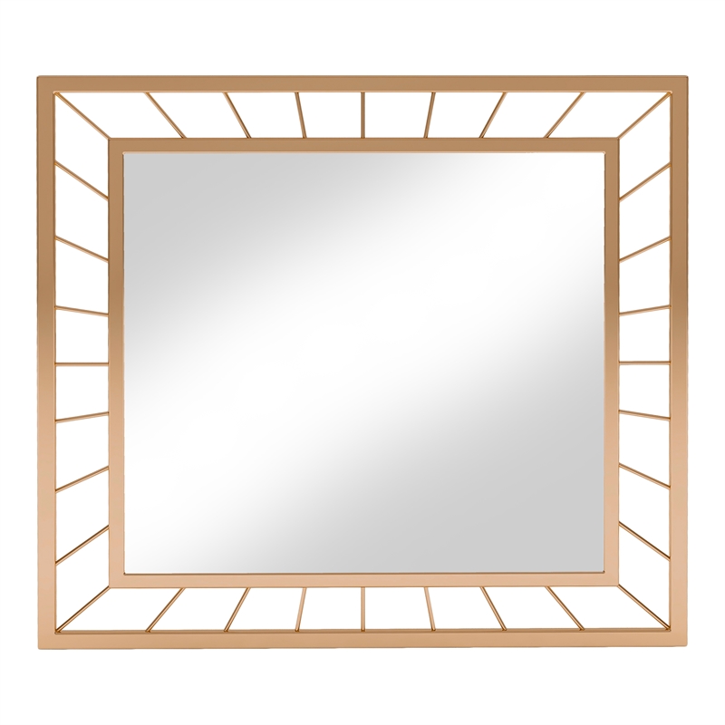 Bowery Hill Contemporary Metal Rectangle Mirror in Gold Finish