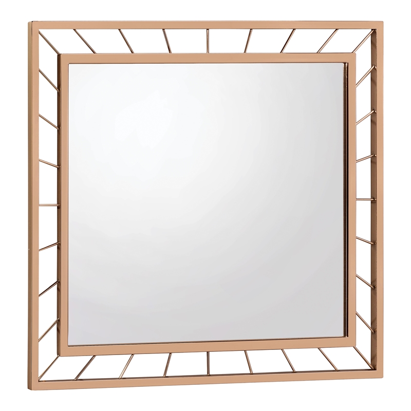 Bowery Hill Contemporary Metal Rectangle Mirror in Gold Finish
