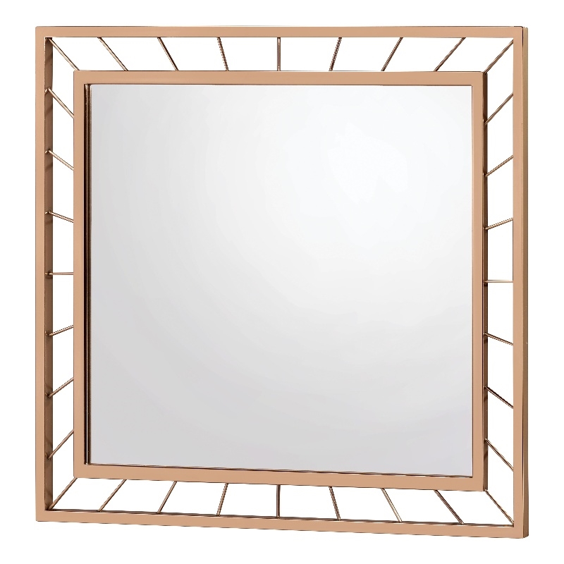 Bowery Hill Contemporary Metal Rectangle Mirror in Gold Finish