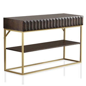 Bowery Hill Contemporary Metal 1-Shelf Console Table in Walnut