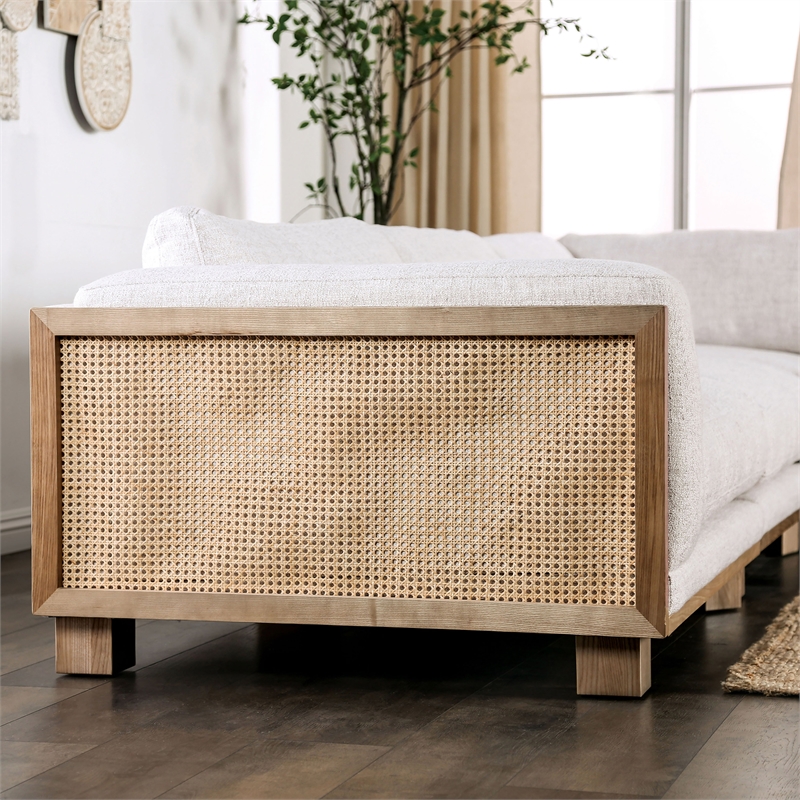 Bowery Hill Contemporary Fabric Upholstered Sectional in Beige