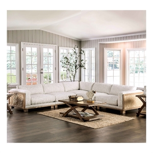 Bowery Hill Contemporary Fabric Upholstered Sectional in Beige