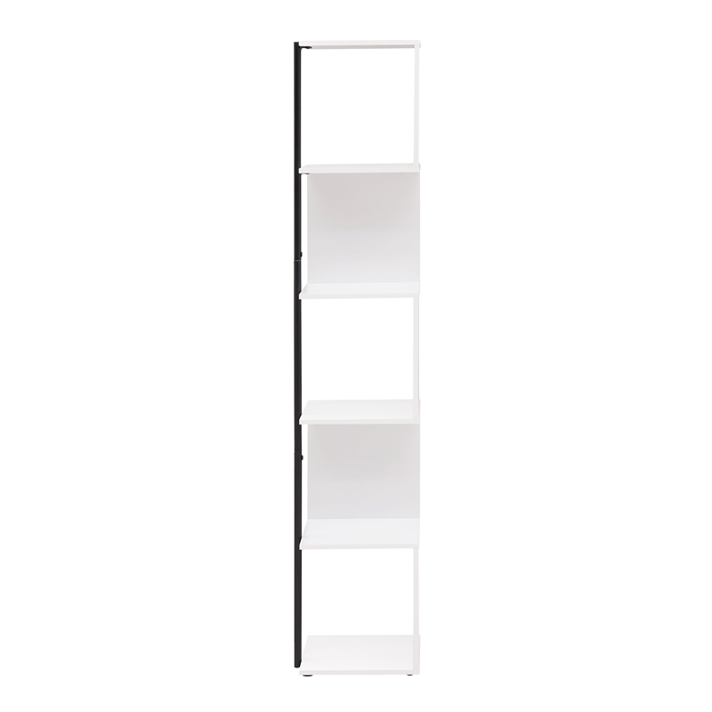 Bowery Hill Contemporary Wood 5-Shelf Corner Bookshelf Bookcase in White