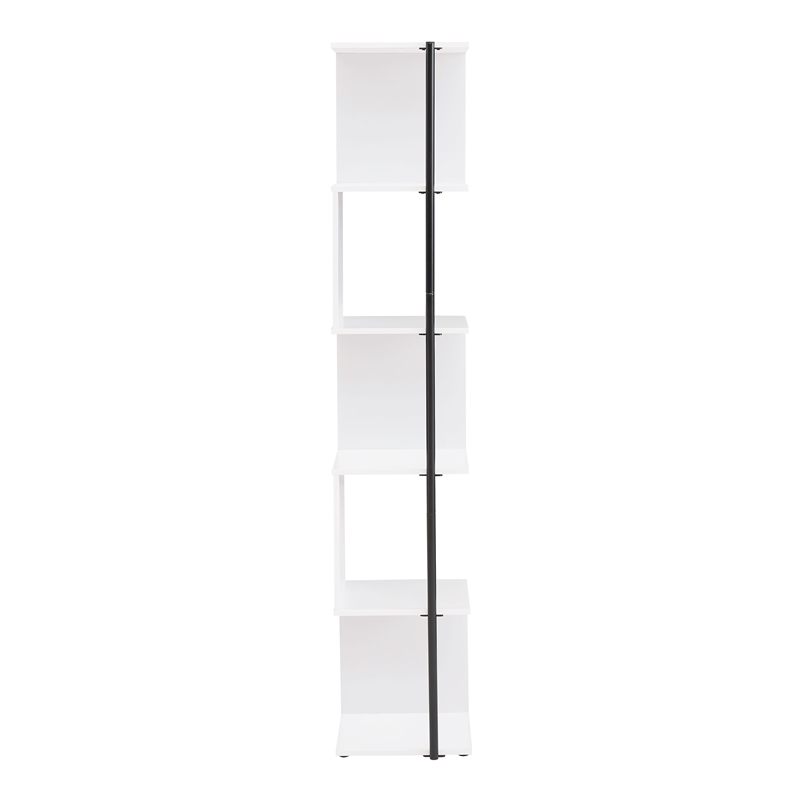 Bowery Hill Contemporary Wood 5-Shelf Corner Bookshelf Bookcase in White