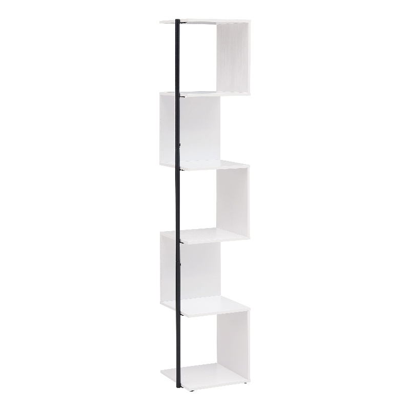 Bowery Hill Contemporary Wood 5-Shelf Corner Bookshelf Bookcase in White