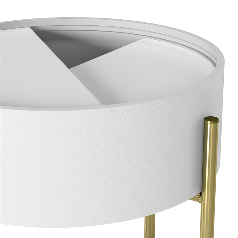 Bowery Hill Modern Wood End Table with Hidden Storage in White