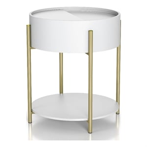 Bowery Hill Modern Wood End Table with Hidden Storage in White