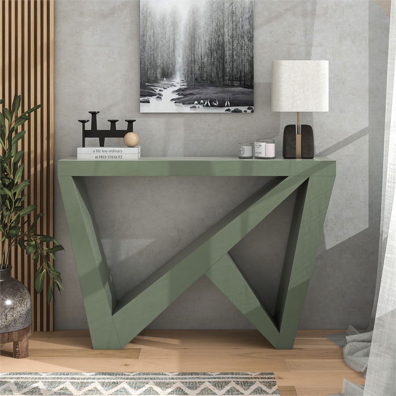 Bowery Hill Modern Wood W-Shaped Legs Console Table in Sage Green