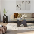 Bowery Hill Metal and Glass Top 2-Piece Coffee Table Set in Black