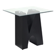 Bowery Hill Metal and Glass Top 2-Piece Coffee Table Set in Black