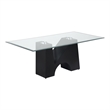 Bowery Hill Metal and Glass Top 3-Piece Coffee Table Set in Black