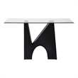 Bowery Hill Metal and Glass Top 3-Piece Coffee Table Set in Black