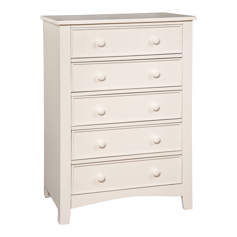 Bowery Hill Contemporary Solid Wood 5-Drawer Chest in White Finish