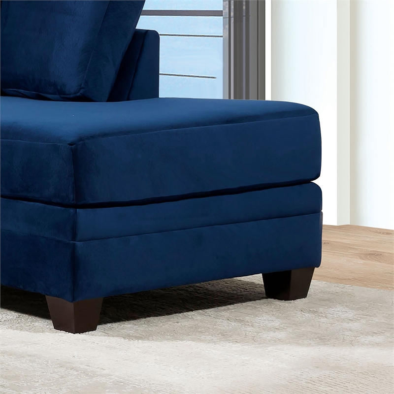 Bowery Hill Microfiber L-Shaped Sectional with Ottoman in Navy