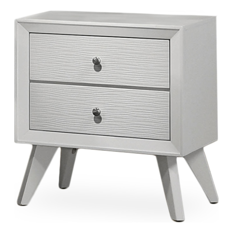Bowery Hill Wood 2-Drawer Nightstand with Angled Legs in White