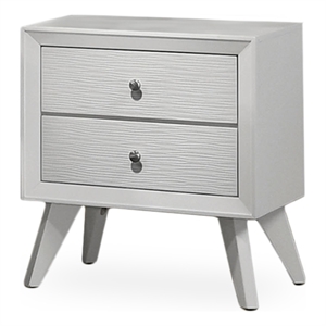 Bowery Hill Wood 2-Drawer Nightstand with Angled Legs in White