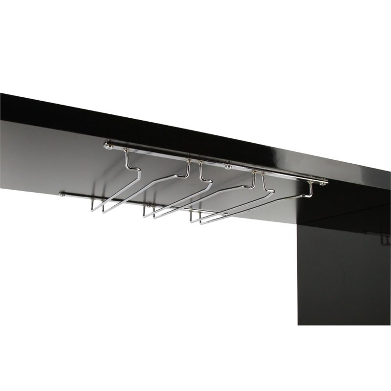 Bowery Hill Contemporary Wood 2-Shelf Pub Table in Black Finish