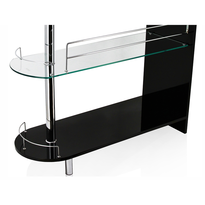 Bowery Hill Contemporary Wood 2-Shelf Pub Table in Black Finish