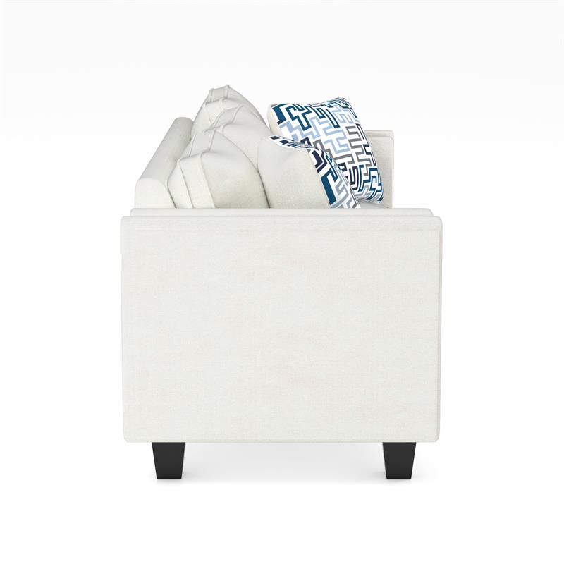 Bowery Hill Contemporary Chenille Nailhead Sofa in Ivory Finish