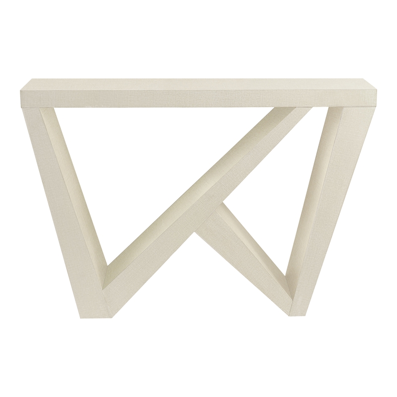 Bowery Hill Modern Wood W-Shaped Legs Console Table in Cream Weave