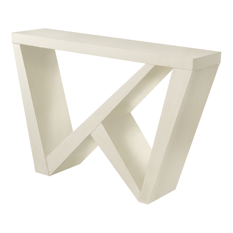 Bowery Hill Modern Wood W-Shaped Legs Console Table in Cream Weave